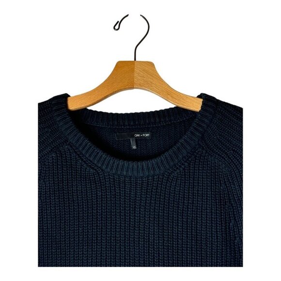 Oak‎ + Fort Sweater Women XS Washed Black Ribbed Knit Cotton Crew Neck Pullover - Picture 3 of 9